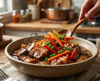 Adding the Vibrant Vegetable Finish - Pork Igado_ A Savory Ilocano Classic