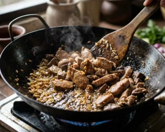 Sautéing the Aromatics and Meat - Pork Igado_ A Savory Ilocano Classic