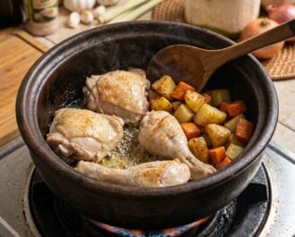 Chicken Afritada - Step 1. Searing and Browning the Meat