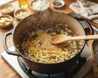Chicken Arroz Caldo - Step 1. The Ginger-Aromatic Sauté