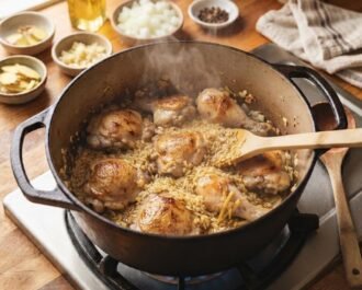 Chicken Arroz Caldo - Step 3. Toasting the Rice