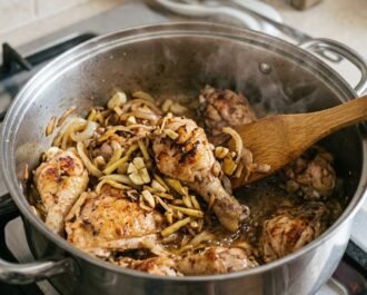 Chicken Binakol - Step 1. Aromatic Searing of the Chicken