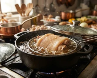 Crispy Pata - The First Stage Frying