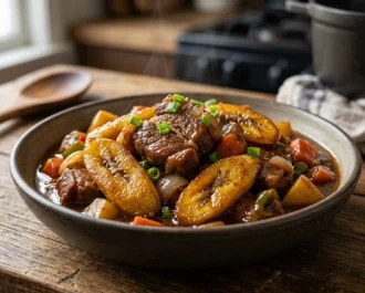 Estofadong Baboy - Incorporating the Fried Saba Bananas