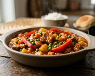 Pork Menudo - Step 6_ Add Bell Pepper, Peas, and Serve