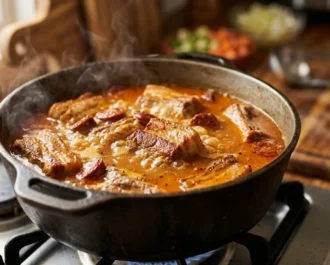 Pork Pochero - Step 3_ Add Broth and Simmer the Pork