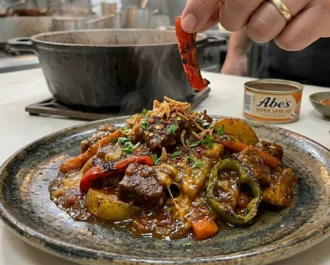 The Final Reduction and Service - Beef Caldereta