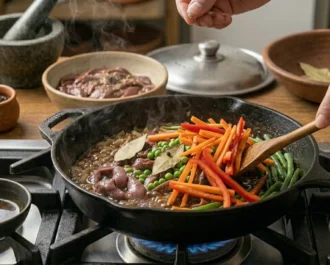 The Final Vegetable Flourish - Beef Igado