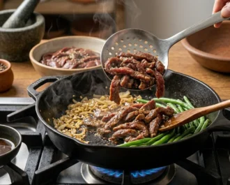 The Initial Searing Process - Beef Igado