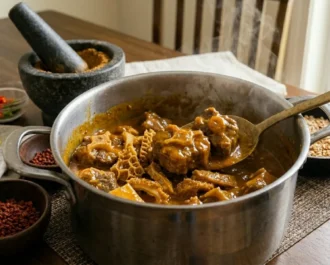 Integrate the Meat into the Peanut Sauce