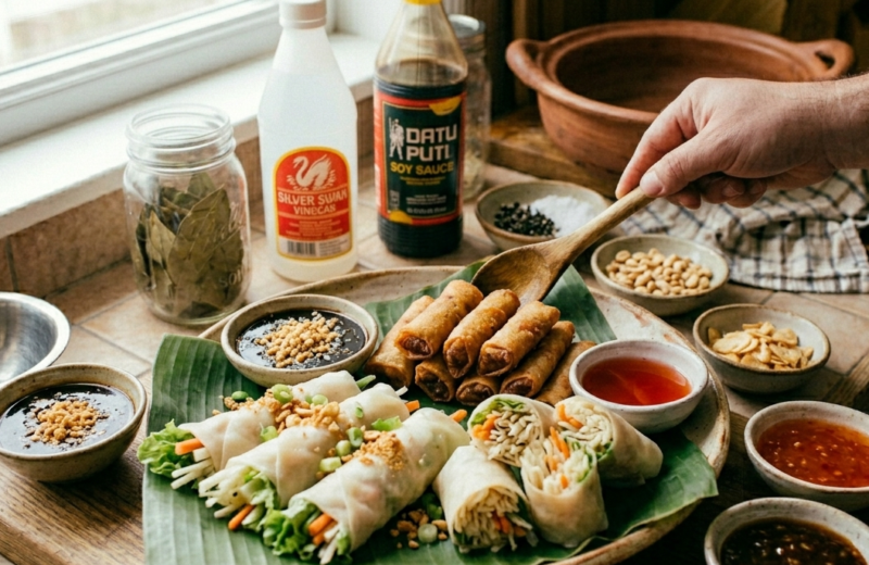 Lumpia Shanghai, Sariwa, Ubod & Sauces