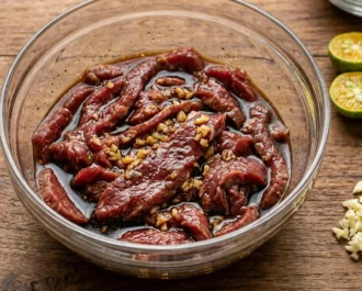 Marinate the Beef - Bistek Tagalog Recipe