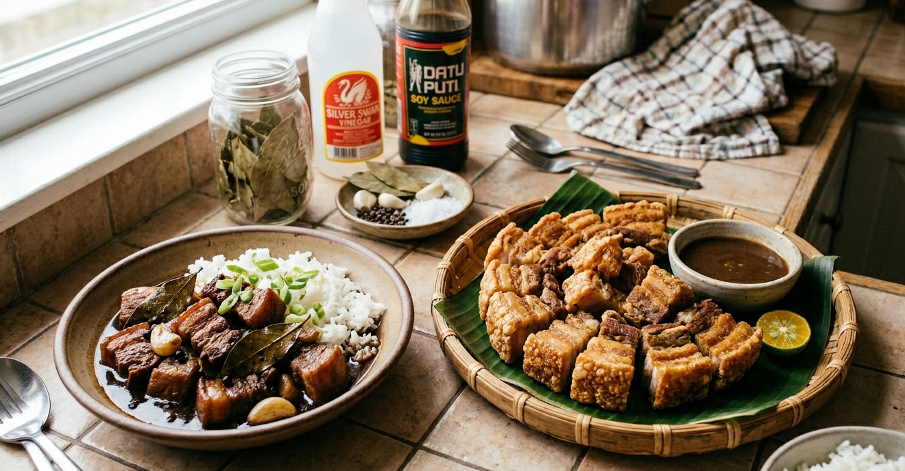 Pork Adobo and Lechon Kawali
