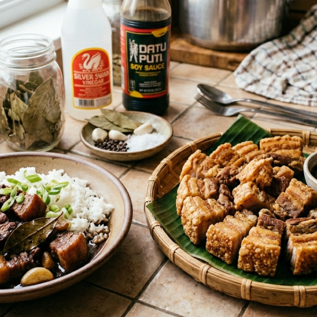 Pork Adobo and Lechon Kawali