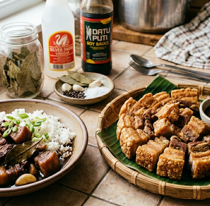 Pork Adobo and Lechon Kawali