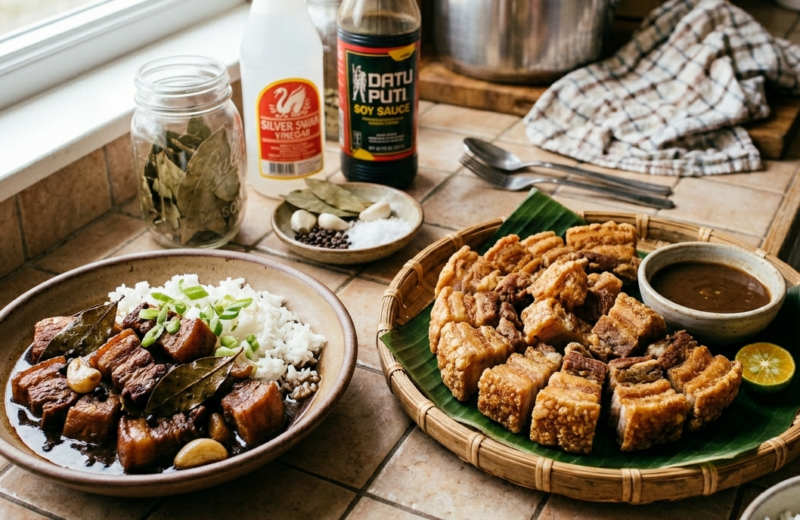 Pork Adobo and Lechon Kawali