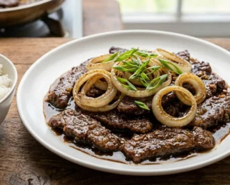 Top with Onions and Serve - Bistek Tagalog Recipe