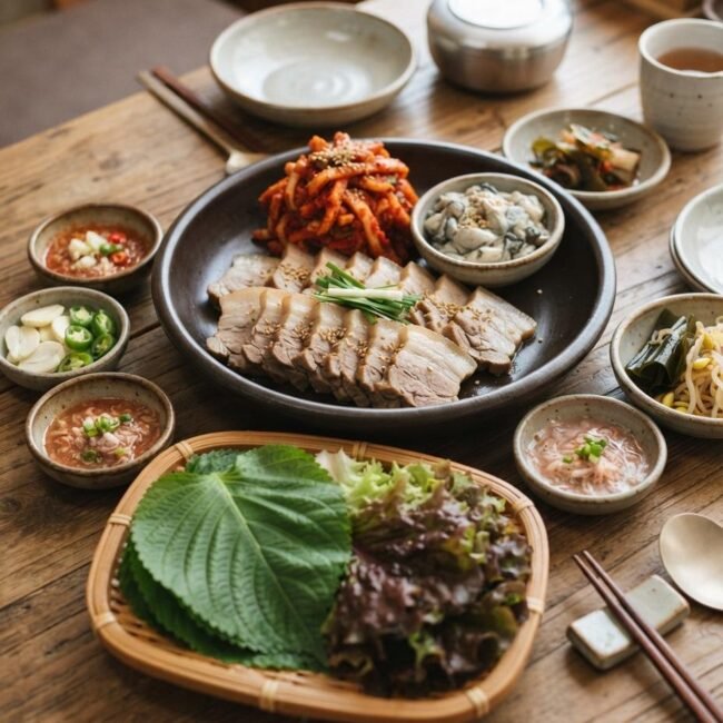 Bossam (Korean Boiled Pork Wraps)