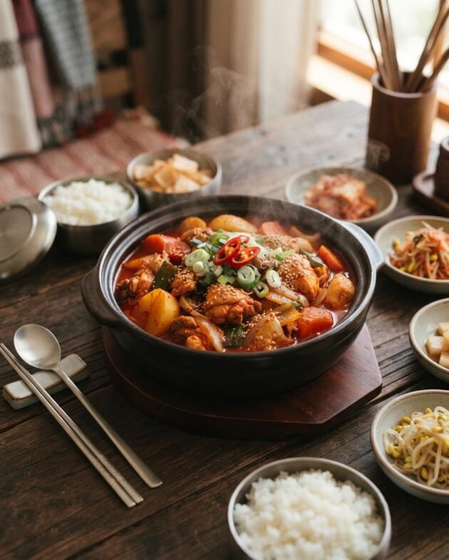 Dak Bokkeum Tang (Spicy Braised Chicken)