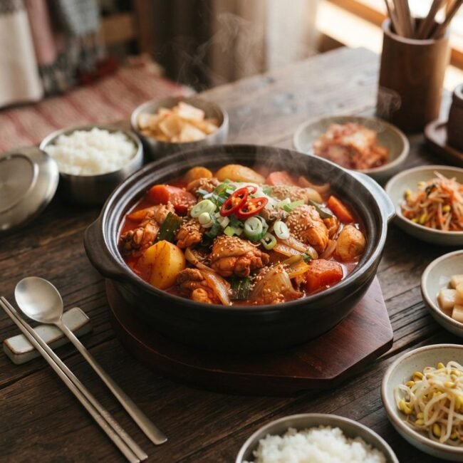 Dak Bokkeum Tang (Spicy Braised Chicken)
