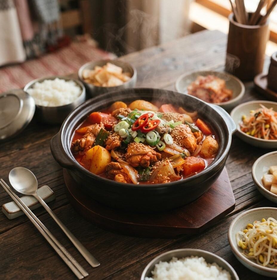Dak Bokkeum Tang (Spicy Braised Chicken)